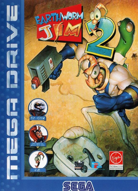 Earthworm Jim 2 box art for Sega Genesis
